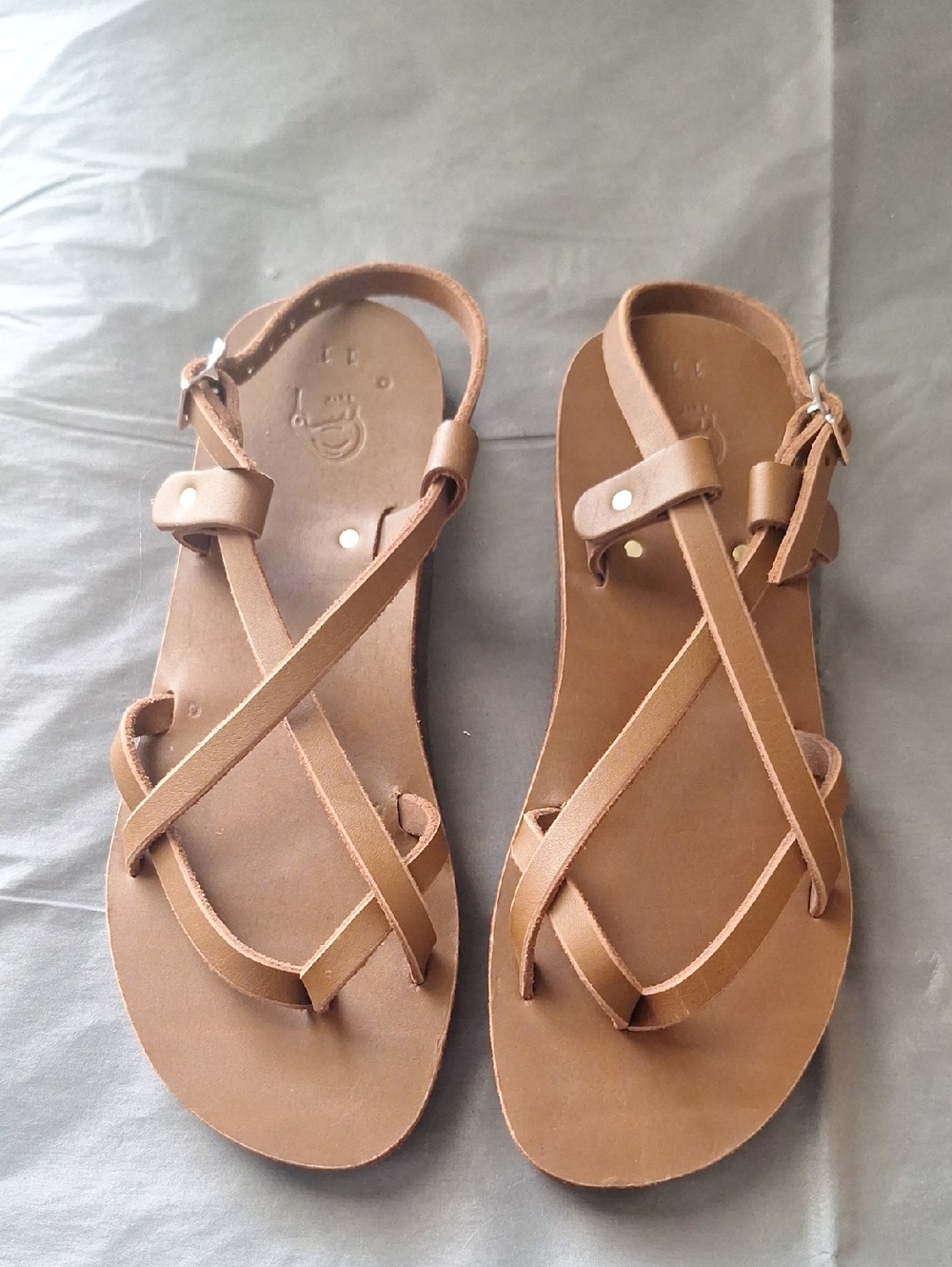 Kiwi Tan Strappy Leather Flat Sandals